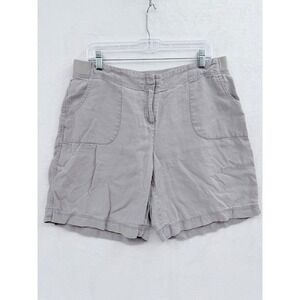 J. Jill Linen Shorts 14 Gray 8" Inseam Relaxed Casual Travel Basic